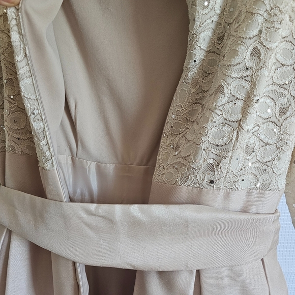 3/4 shimmer lace sleeve shantung skirt Mother of the Bride Dress Wedding Plus - Picture 9 of 11